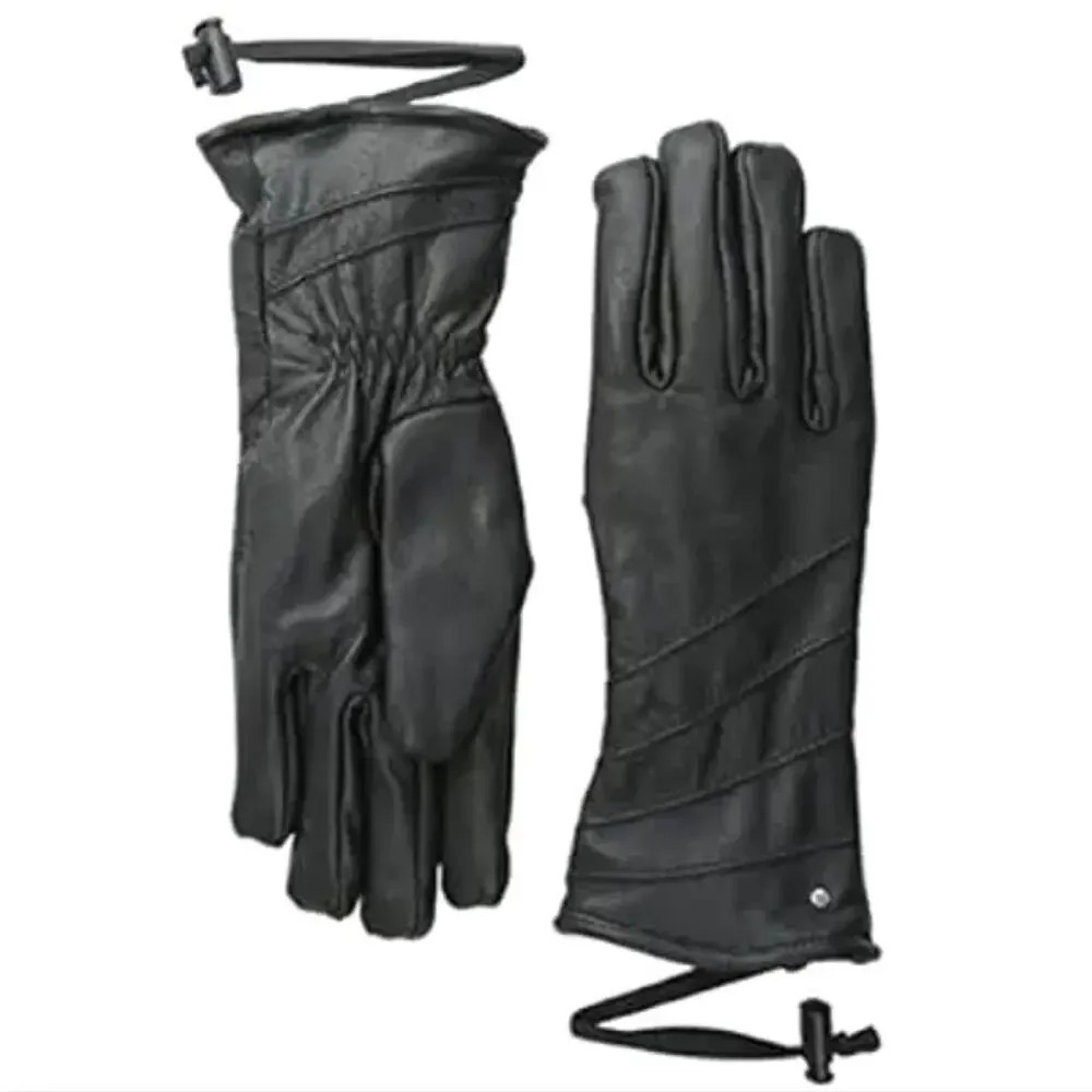 Celtek Domo Leather Gloves Womens Large Black‎ Faux Fur Lined Driving Winter New